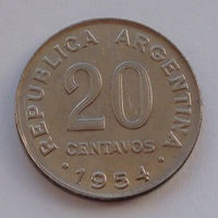 Аргентина 20 сентаво. 1954