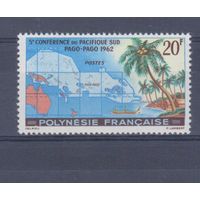 [57] Французская Полинезия 1962. Карта. Одиночный выпуск. MNH. Кат.14 е.