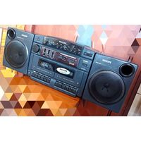 Philips AW7520/11. Bass Reflex. Двухкассетный магнитофон с радио. Магнитола
