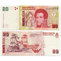 Аргентина. 20 песо (образца 2003 года, выпуск 2018, P355c, серия G, UNC)