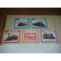 Куба 1987 Железная дорога Паровозы 'марка в марке' 5 марок