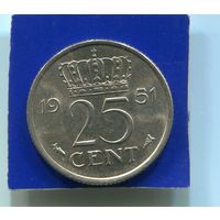 Нидерланды 25 центов 1951