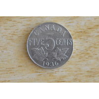 Канада 5  центов 1936