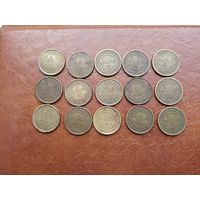 Оптовый лот старая Япония 5 иен 1948-1949г. 15 штук