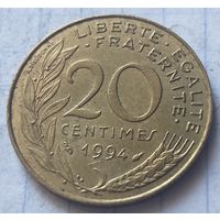 Франция 20 сантимов, 1994       Дельфин       ( 1 )