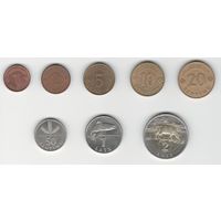 Латвия набор из 8 монет от 1 сантима до 2 латов 1992-2009 гг.