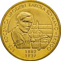 Польша 2 злотых, 2007 125 лет со дня рождения Кароля Шимановского UNC