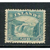 Исландия - 1931/1932 - Водопад Гюдльфосс 75А - [Mi.155] (есть тонкое место) - 1 марка. Гашеная.  (Лот 17Dg)