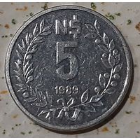 Уругвай 5 новых песо, 1989 (14-8-13)