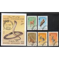 Фауна Афганистан 1989 год серия из 1 блока и 5 марок