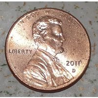США 1 цент, 2011 Lincoln Cent Отметка монетного двора: "D" - Денвер (4-10-27)