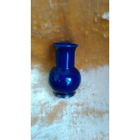 Мини вазочка Городница, кобальт, позолота, 8,5 см