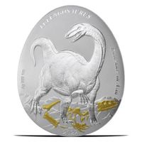 Самоа 2 доллара 2022г. "Динозавр: Люфенгозавр". Монета в капсуле; подарочном футляре; номерной сертификат; коробка. СЕРЕБРО 31,10гр.(1 oz).