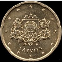 Латвия 20 евроцентов 2014 г. КМ#154 (16-9)