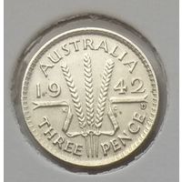 Австралия 3 пенса 1942 г. Отметка монетного двора: "D" - Денвер. В холдере