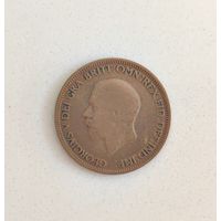 1/2 пенни, Великобритания 1929 г., Георг V, с 1 рубля
