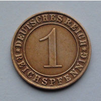 Германия - Веймарская республика 1 рейхспфенниг. 1935. J