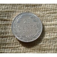 Werty71 Либерия 25 центов 2000 Блеск