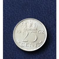Нидерланды 25 центов 1962