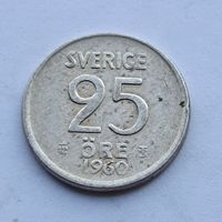 25 эре 1960 года Швеция. Серебро 400. Монета не чищена. 471