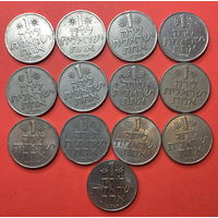 Израиль, выпуск 1960-80гг., 1 лира, 13 шт. все разных лет