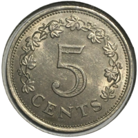 Мальта 5 центов, 1972 (холдер)