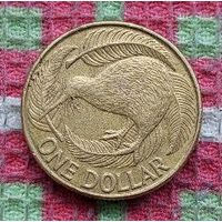Новая Зеландия 1 доллар 1991 года, UNC. Птица Киви. Королева Елизавета II.