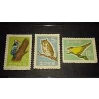 Корея КНДР 1961 Фауна Птицы полная редкая серия 3 чистые марки