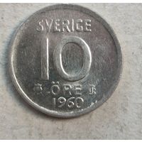 Швеция 10 эре 1960  серебро